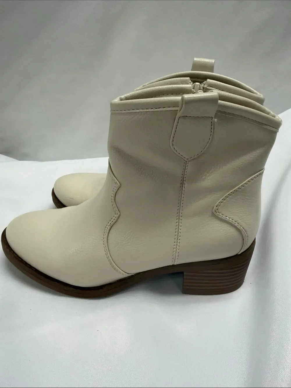 Cream Side-Zip Ankle Booties for Women